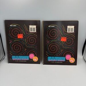 Set of 2 Top Flight Illume Gel Pen Paper Notebooks Black Ruled 50 Sheets Each